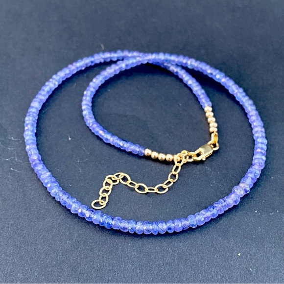 Tanzanite Necklace Choker Beaded 14k Gold Filled purple Gemstone bead necklace - Picture 6 of 9